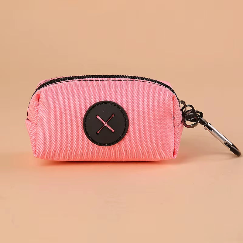 Canvas Pet Waste Bag Dispenser with Carabiner Clip for Outdoor Use