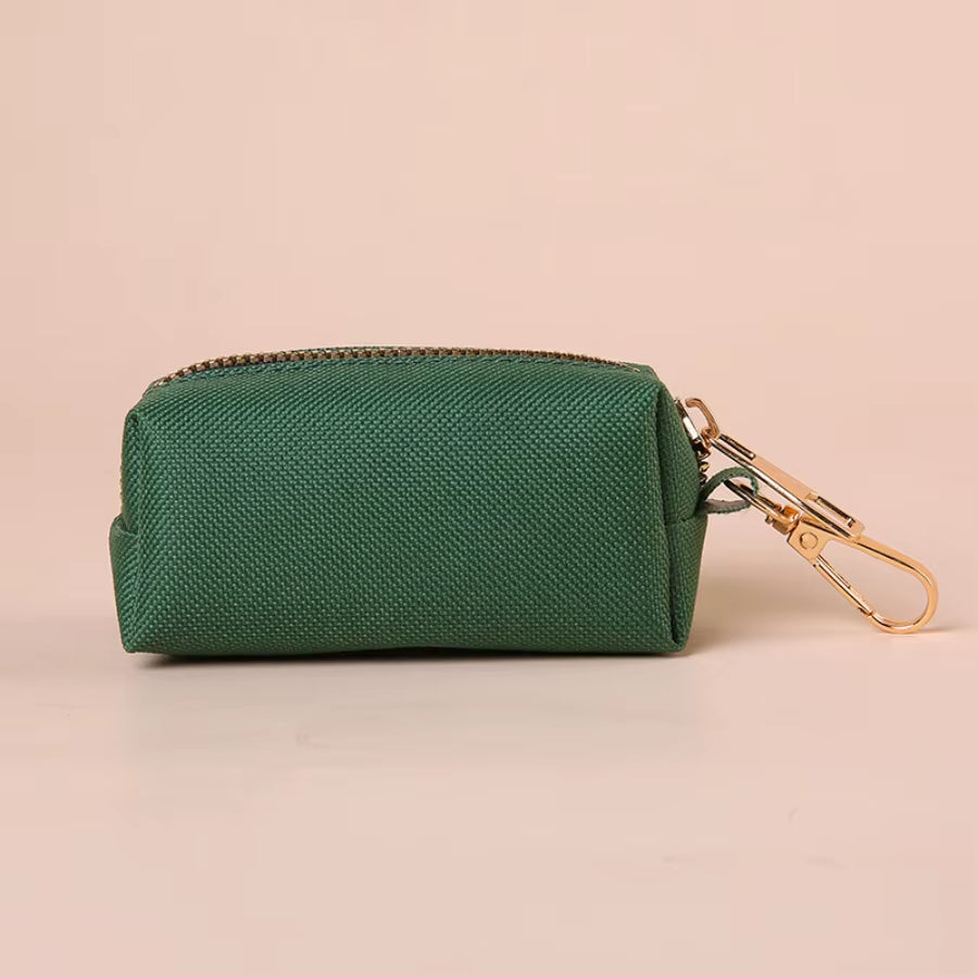 Canvas Pet Waste Bag Dispenser with Carabiner Clip for Outdoor Use