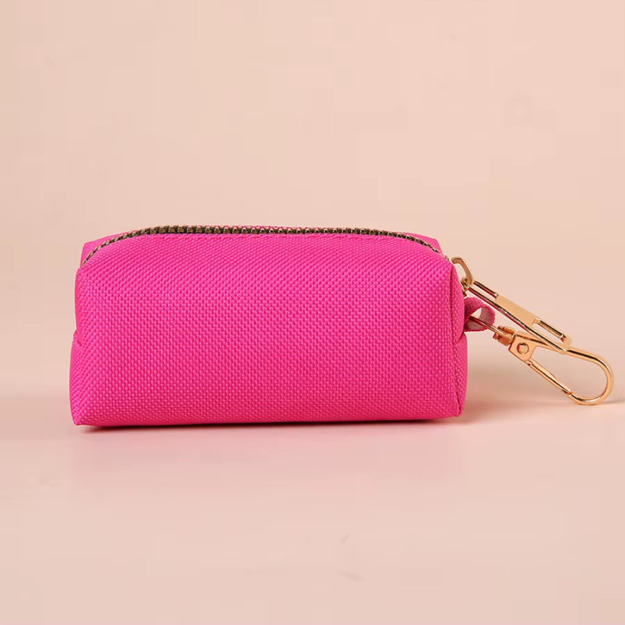 Canvas Pet Waste Bag Dispenser with Carabiner Clip for Outdoor Use