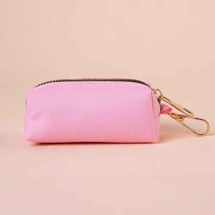 Canvas Pet Waste Bag Dispenser with Carabiner Clip for Outdoor Use