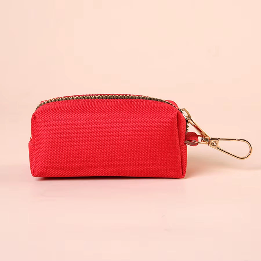 Canvas Pet Waste Bag Dispenser with Carabiner Clip for Outdoor Use